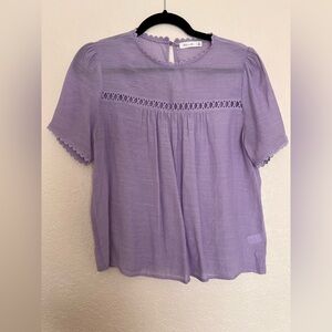 Active USA Lavender Lace Accent Blouse